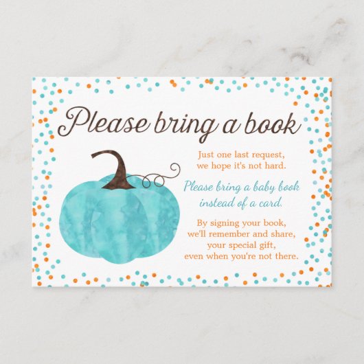 Carte D'accompagnement Baby shower Garçon Citrouille Aquarelle Apportez u (Devant)