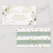 Carte D'accompagnement Baby shower géométrique Gold Greenery Raffle de co (Devant / Derrière)