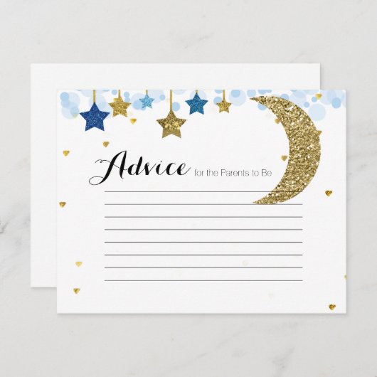 Carte D'accompagnement Baby shower Gold parties scintillant bleu lune con (Devant / Derrière)