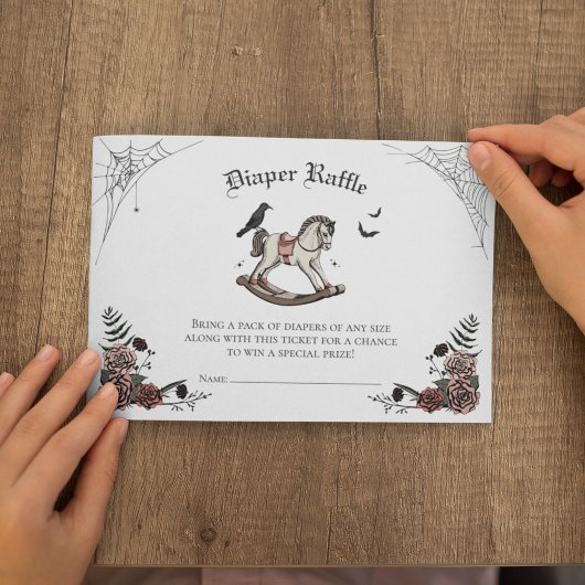 Carte D'accompagnement Baby shower gothique Feuillards rose et noir