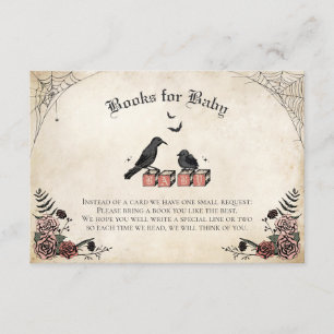 Carte D'accompagnement Baby shower gothique Livres pour bébé corbeau noir