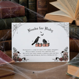 Carte D'accompagnement Baby-Shower gothique livres pour bébé corbeau noir