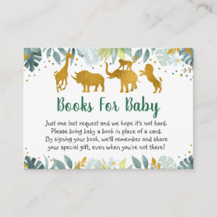 Carte D'accompagnement Baby shower Green Gold Safari Demande