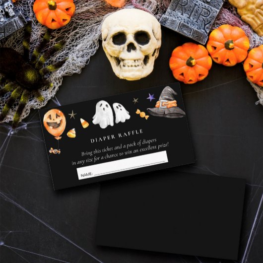 Carte D'accompagnement Baby shower Halloween Déchets Raffle Noir