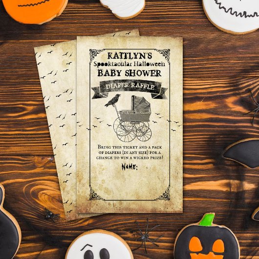 Carte D'accompagnement Baby shower Halloween vintage poutre