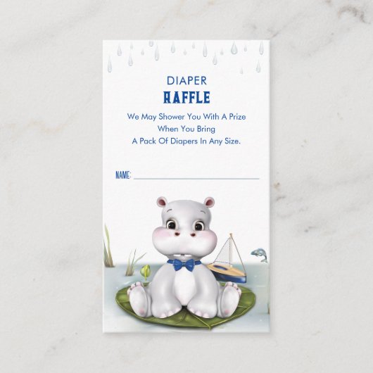 Carte D'accompagnement Baby shower hippo (Devant)