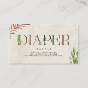 Carte D'accompagnement Baby shower Inspirée Cuir Cactus Déchets Raffle