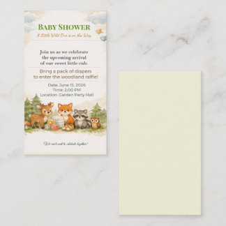 Carte D'accompagnement Baby Shower Invite | Woodland Diaper Raffle Card