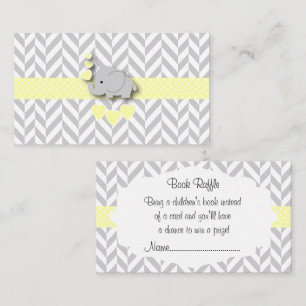 Carte D'accompagnement Baby shower jaune blanc gris éléphant Livre Raffle