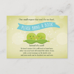 Carte D'accompagnement Baby shower jumeau Apportez un livre Deux petits p