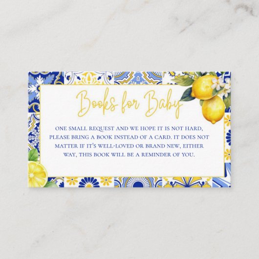 Carte D'accompagnement Baby shower Lemon Méditerranéen Demande (Devant)