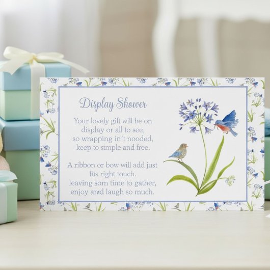 Carte D'accompagnement Baby Shower Lily with Bluebird Display Shower
