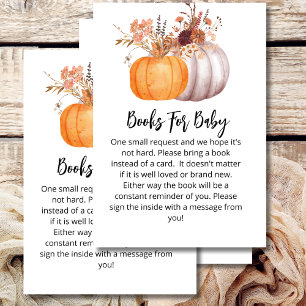 Carte D'accompagnement Baby shower livre automne citrouille rustique brun
