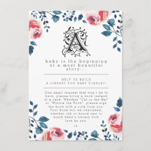 Carte D'accompagnement Baby shower Livre d'histoire florale moderne