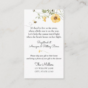 Carte D'accompagnement baby shower longue distance fleur sauvage