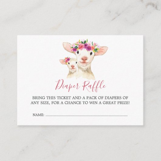 Carte D'accompagnement Baby shower Maman Et Bébé Lamb Déchets Raffle (Devant)