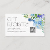 Carte D'accompagnement Baby shower moderne Blue Hydrangea QR Code Registr (Devant)