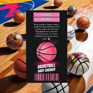 Carte D'accompagnement Baby shower moderne de basket-ball rose
