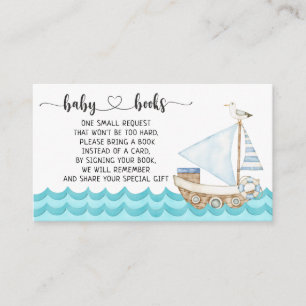 Carte D'accompagnement Baby shower nautique Aquarelle Demande de carnet
