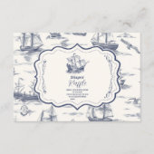 Carte D'accompagnement Baby shower nautique Diapper Raffer Toile Bateau (Devant)