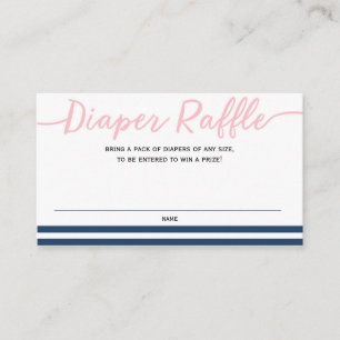 Carte D'accompagnement Baby shower nautique, rose et marine, Déchets