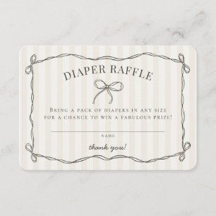 Carte D'accompagnement Baby shower noir Coquette Bow Raffin de couche