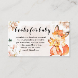 Carte D'accompagnement Baby shower Orange Floral Fox Livres pour bébé