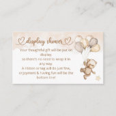 Carte D'accompagnement Baby shower ours bébé en peluche (Devant)