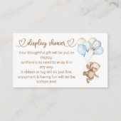 Carte D'accompagnement Baby shower ours bébé en peluche (Devant)