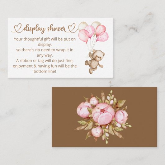 Carte D'accompagnement Baby shower ours bébé en peluche (Devant / Derrière)