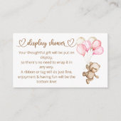 Carte D'accompagnement Baby shower ours bébé en peluche (Devant)