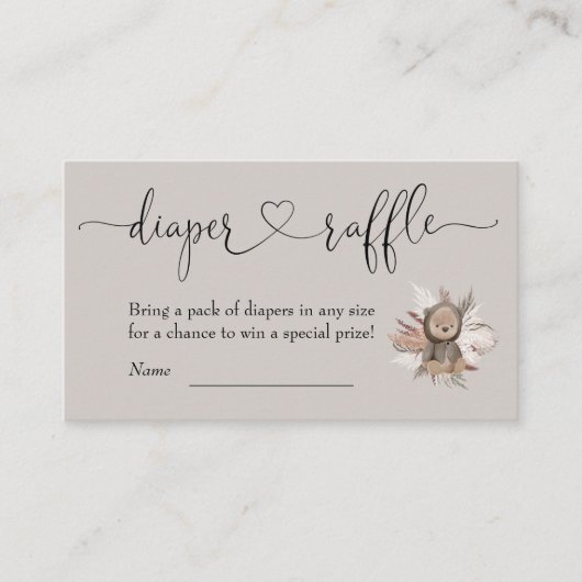 Carte D'accompagnement Baby shower Ours Boho Déchets Raffin (Devant)