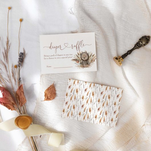 Carte D'accompagnement Baby shower Ours Boho Déchets Raffin