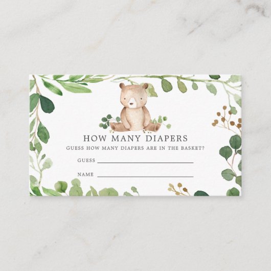 Carte D'accompagnement Baby shower Ours Devine Combien De Diapeurs (Devant)