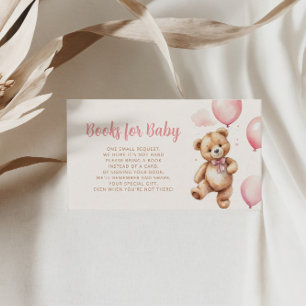 Carte D'accompagnement Baby shower Ours En Teddy Rose Livres Pour Bébé