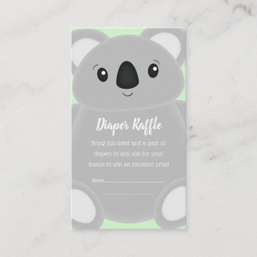 Carte D'accompagnement Baby shower Ours Koala Vert (Devant)