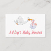 Carte D'accompagnement Baby shower Papier rose Raffle Stork Baby Girl (Dos)
