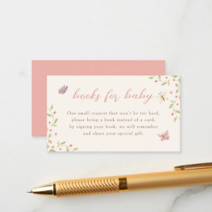 Carte D'accompagnement Baby shower Papillon Aquarelle Livres Pour Bébé
