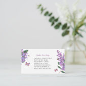 Carte D'accompagnement Baby shower papillon fleuri pourpre (Debout devant)