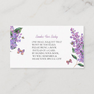 Carte D'accompagnement Baby shower papillon fleuri pourpre