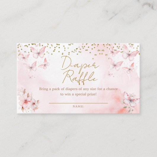 Carte D'accompagnement Baby shower Papillon rose Barreau (Devant)