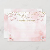 Carte D'accompagnement Baby shower papillon rose Conseils de fille pour m (Devant / Derrière)