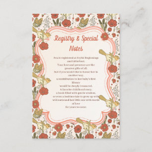 Carte D'accompagnement Baby Shower Papillons & Fleurs Poésie Florale