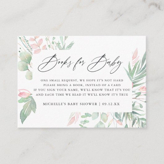 Carte D'accompagnement Baby shower Pastel Blush Greenery Demande de réser (Devant)