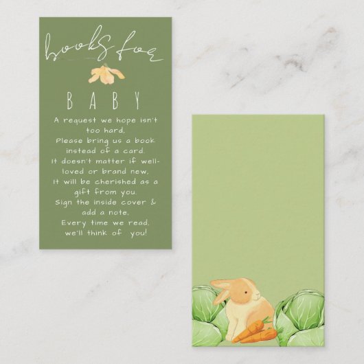Carte D'accompagnement Baby Shower Patch de Chou Local Vert (Devant / Derrière)