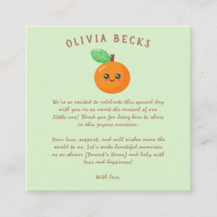 Carte D'accompagnement Baby-Shower Petite Orange Mignonne 