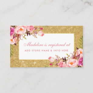 Carte D'accompagnement Baby shower Pink Gold Parties scintillant Registre