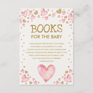 Carte D'accompagnement Baby shower Pink Gold Sweetheart Livres pour bébé