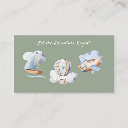 Carte D'accompagnement Baby shower pour bébé Adventure Boy Demande de rés (Dos)