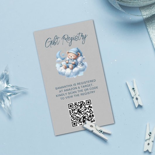 Carte D'accompagnement Baby shower QR Code d'aquarelle mou